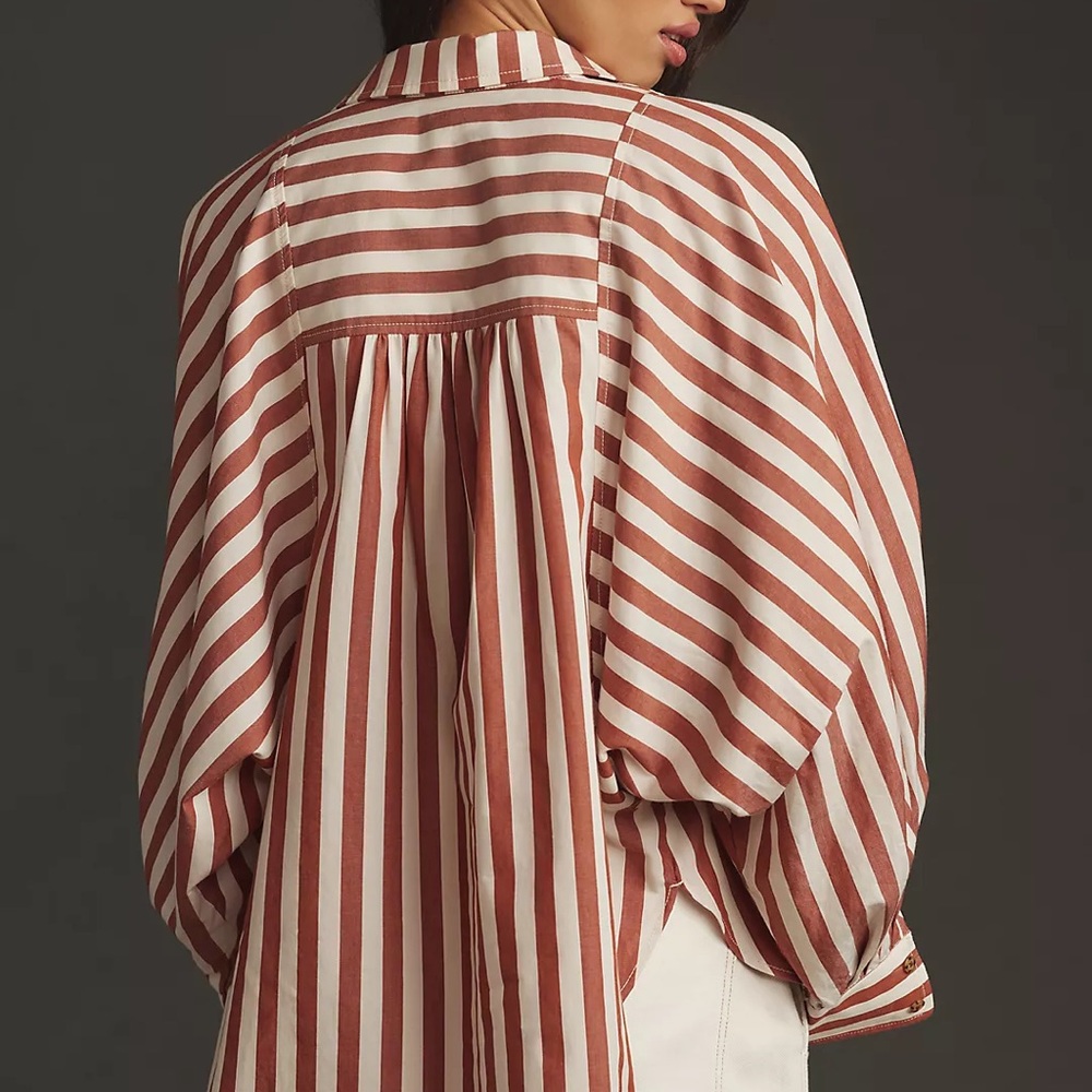 Pilcro Bailey Red and White Striped Shirt - Picture 3 of 9